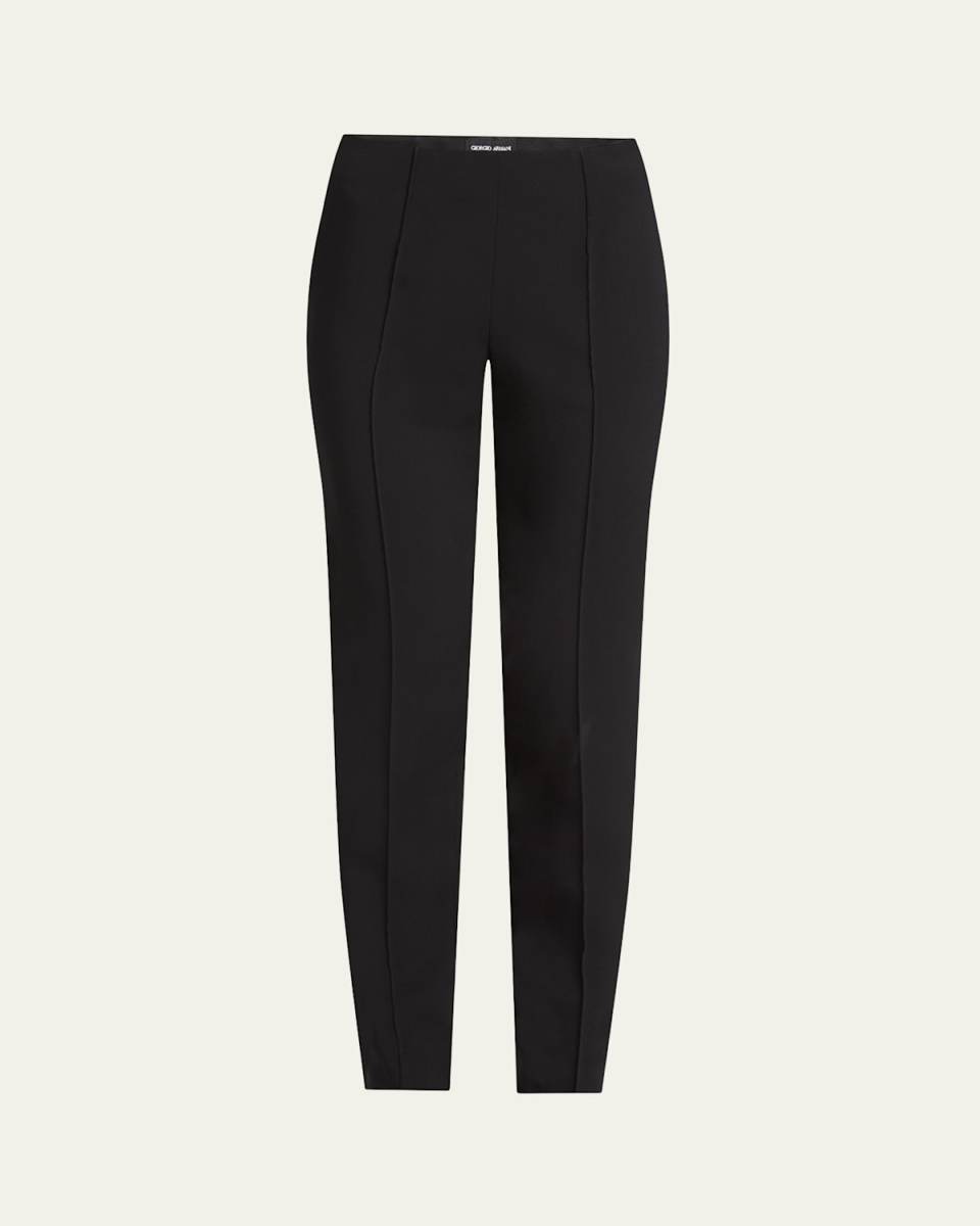 Pintuck Slim-Leg Cady Trousers